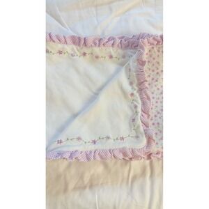 Carter's One Lavender White Flower Ruffled Edge Soft Plush Lined Blanket
